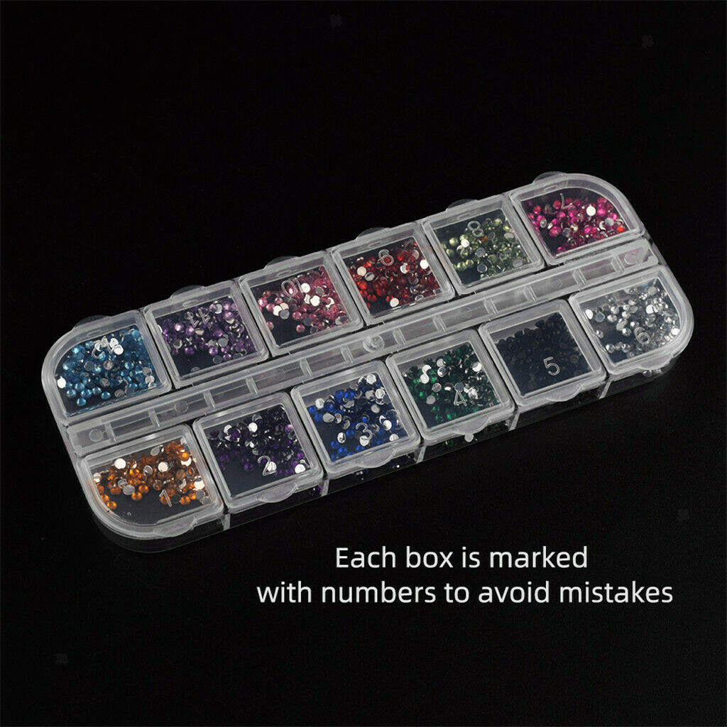 Plastic 12 Block Combination Ornaments Nail Art Rhinestone Decoration