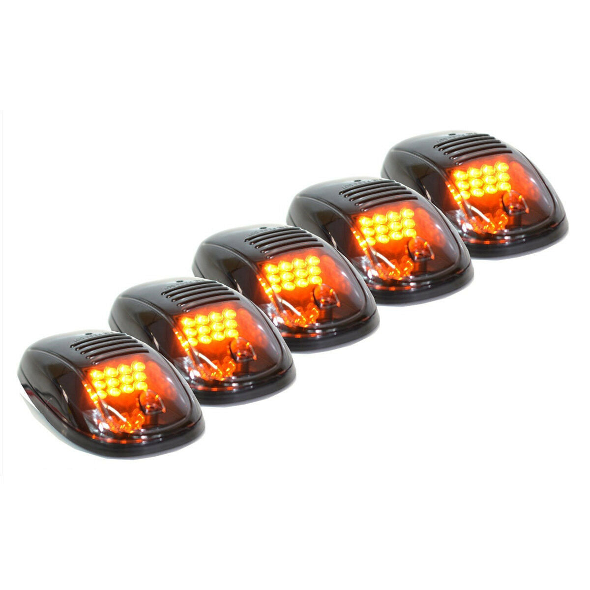 5Pcs Smoked Lens SUV Truck Off Road Cab Roof Top Amber LED Marker Running Lights