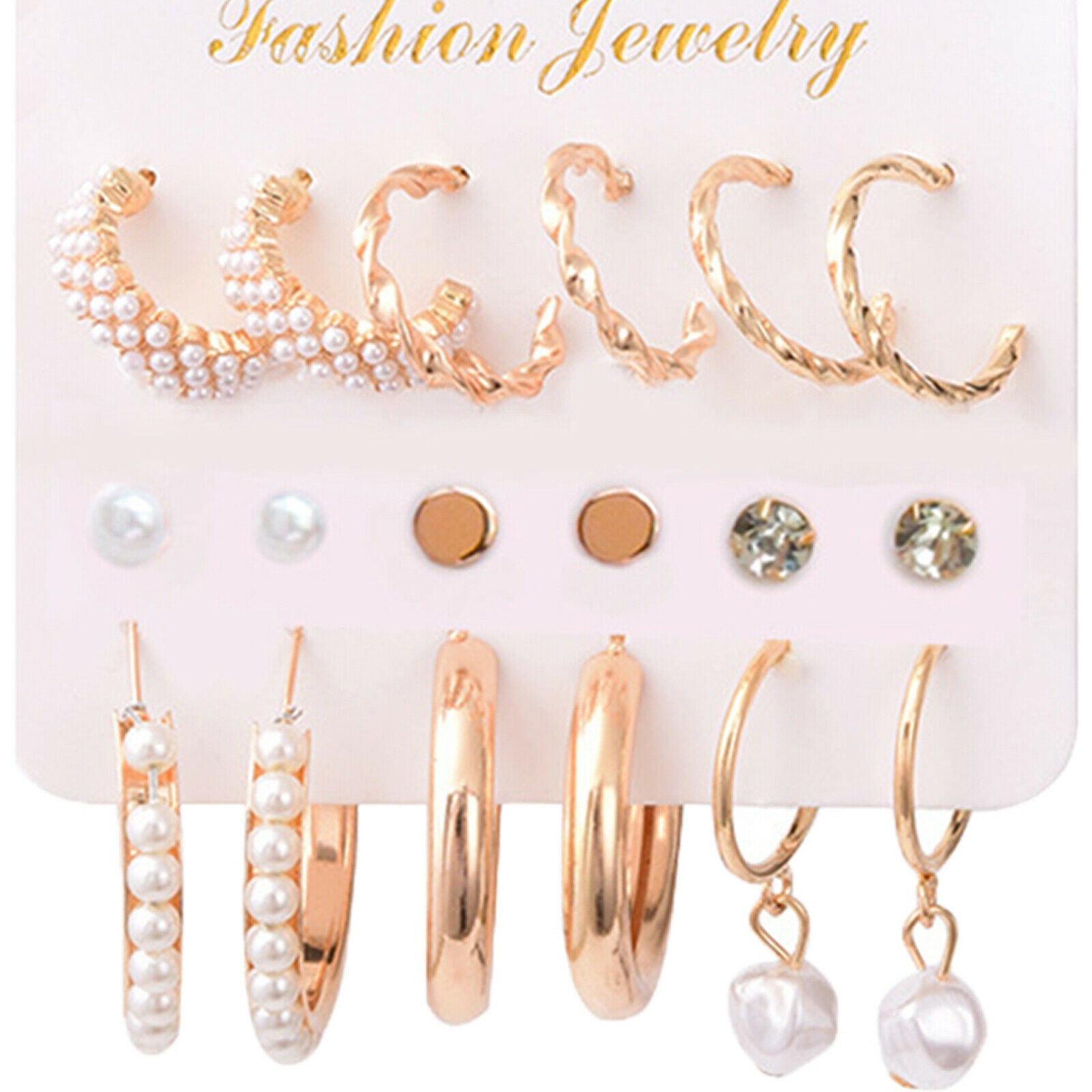 9 Pairs Hoop Earrings Ear Cuff Set for Girls Jewel Stylish Easy Wear Durable