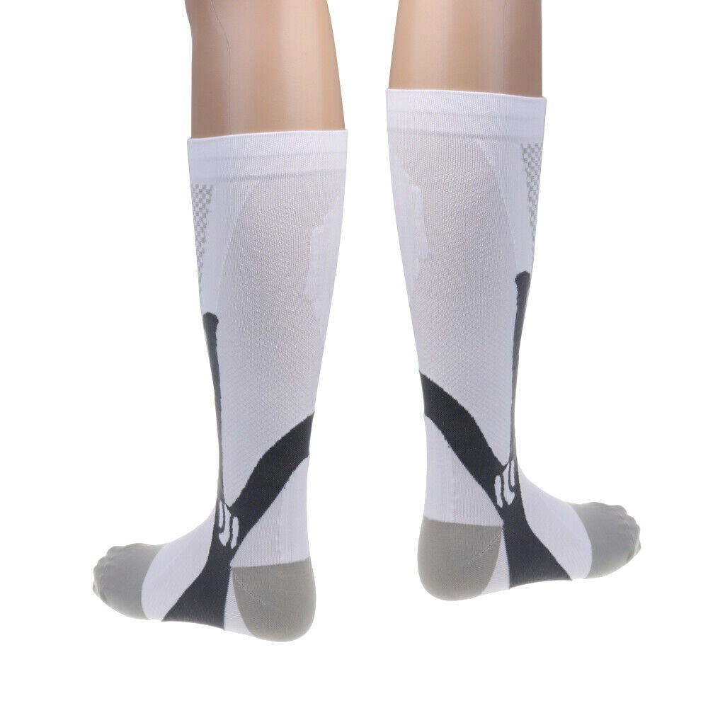 Anti-Slip Football Volleyball Soccer Knee High Sock Sports Socks S/M White