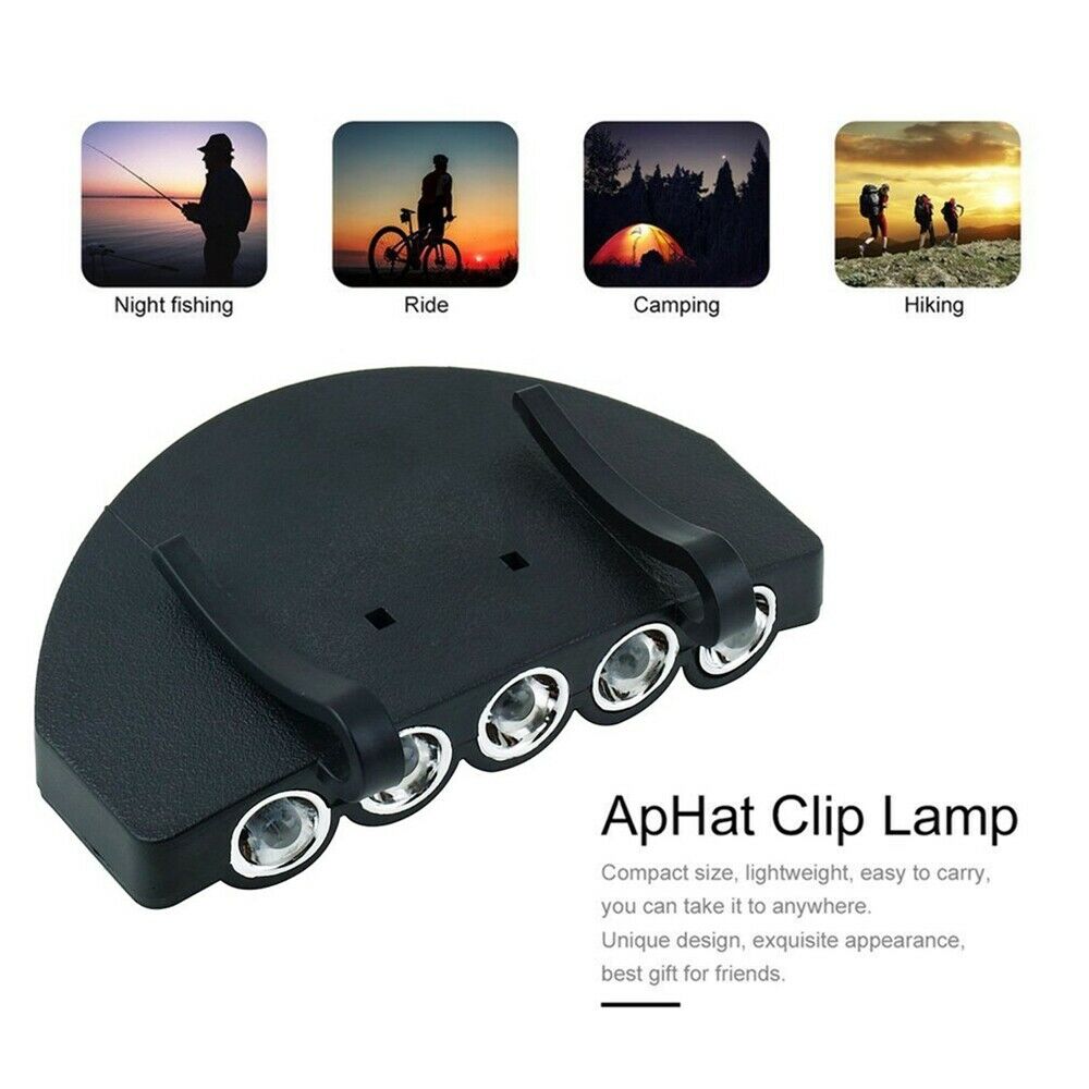 Lampes Frontale Clip On Cap Hat Head Light Lamp Torch Fishing Camping Hiking