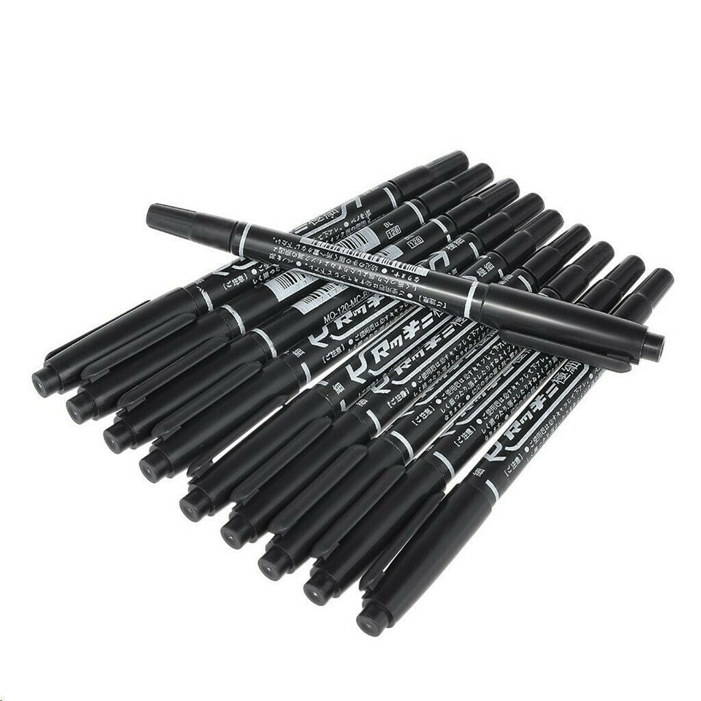 Set of 10 Pieces Universal Twin Tip Waterproof Black Fine Line Pen Writing