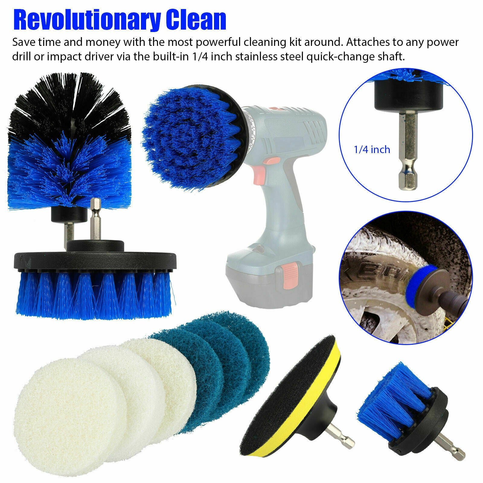 Drill Brush Power Brush Scrubber Cleaning Kit Attachments All Purpose Deep Clean