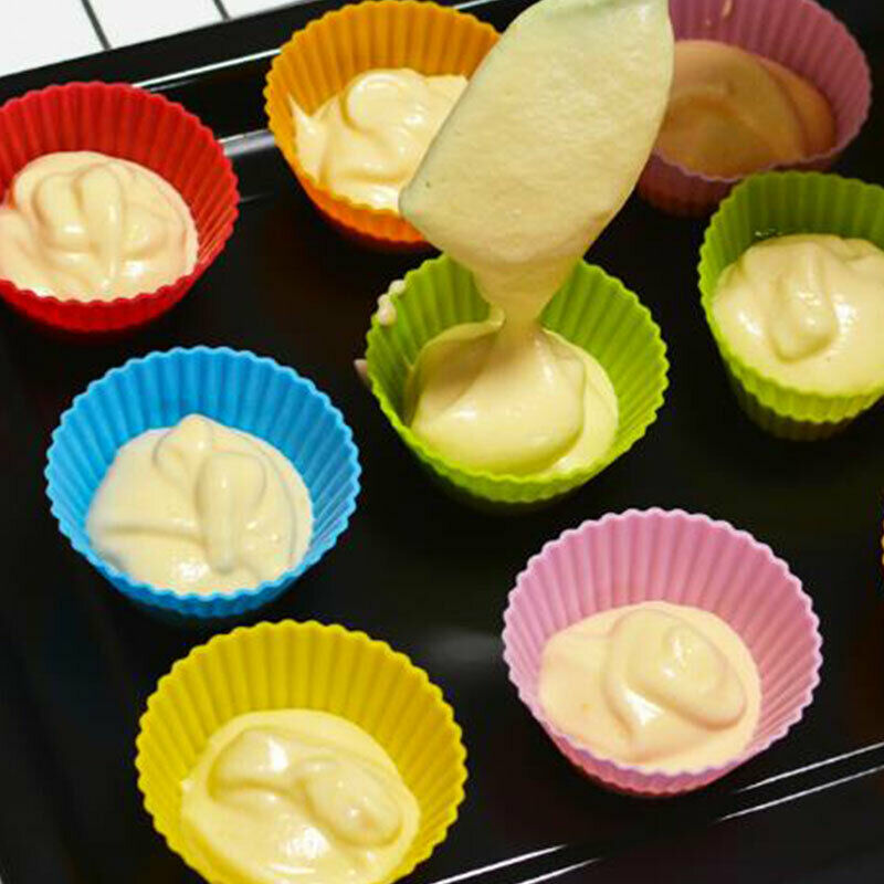 12 Pcs 7cm Muffin Cup Round Silicone Cake Baking Molds Cupcake Pan Cake m.l8