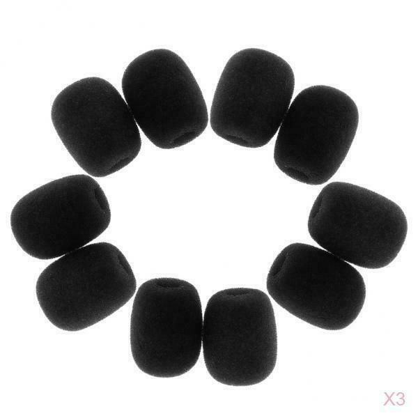 Mini Microphone Sponge Cover Windscreen Pack of 30 Pieces, Black