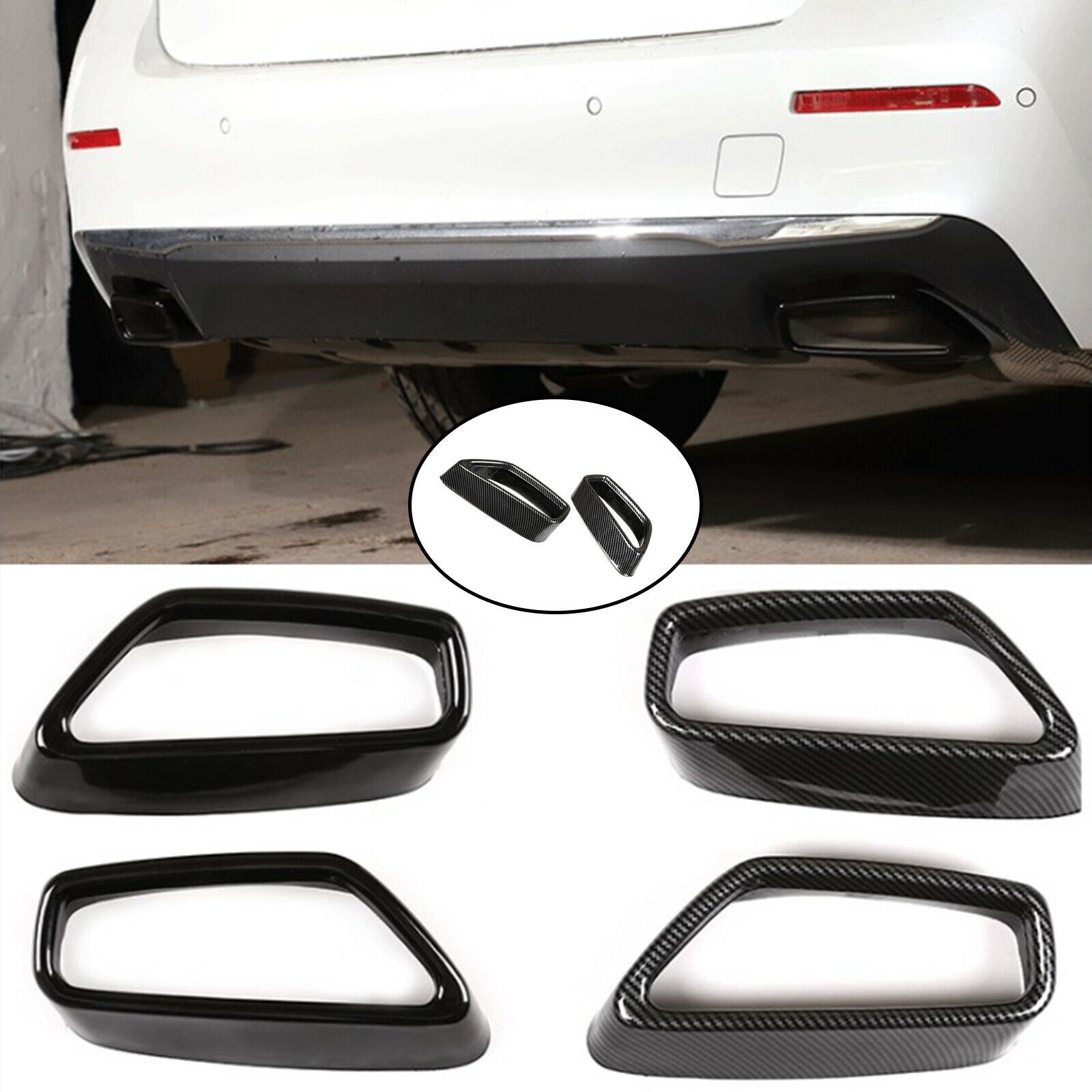2 PCS Car Rear Exhaust Pipe Throat Cover Trim for BMW 5 G30 G38 2018-2021
