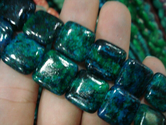 14x14mm Azurite Chrysocolla Gemstones Loose Beads 15"