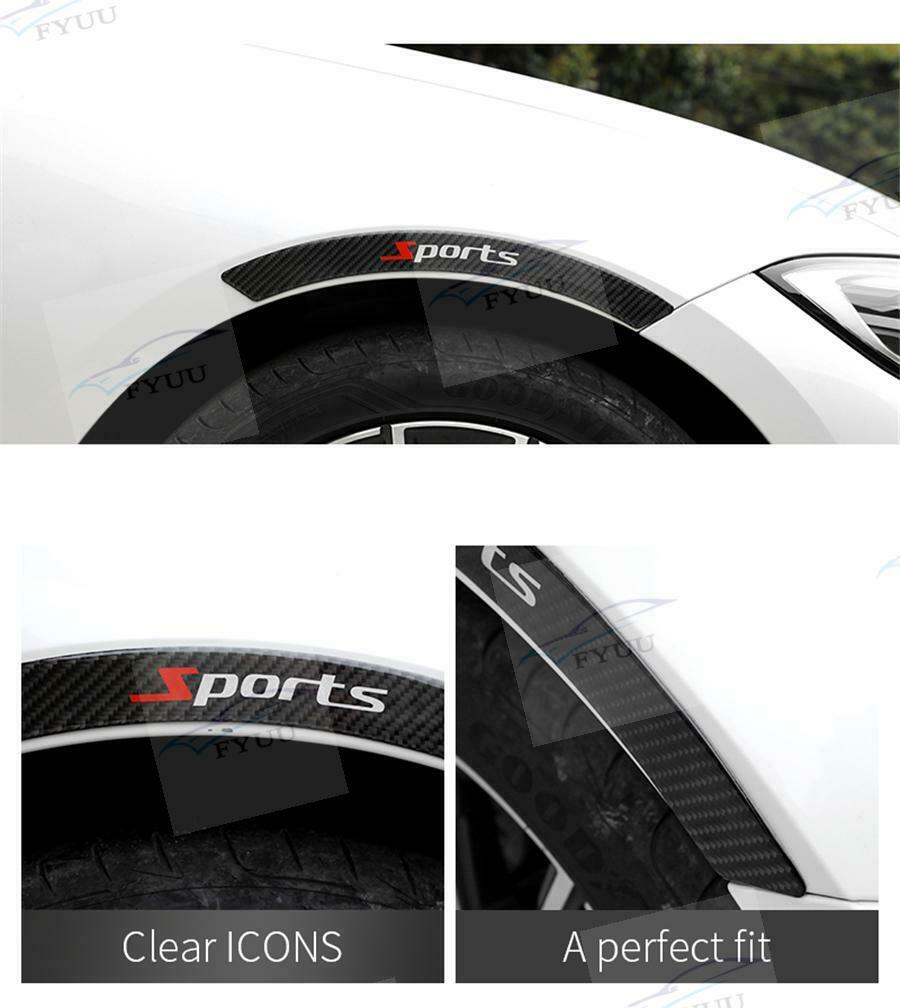 4x Real Carbon Fiber Sports Style Car Fender Flares Arch Wheel Eyebrow Protector