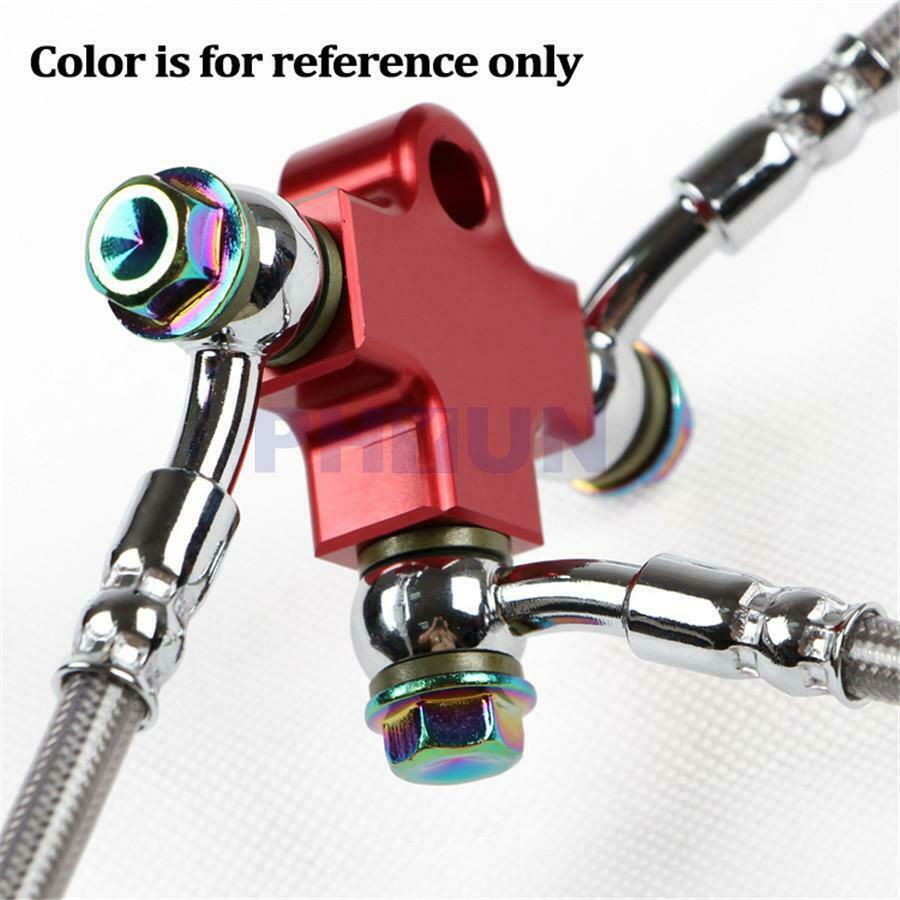 Motorcycle Hydraulic Brake Hose Pipe Tee Connector 3-Way Adapter Kit Universal