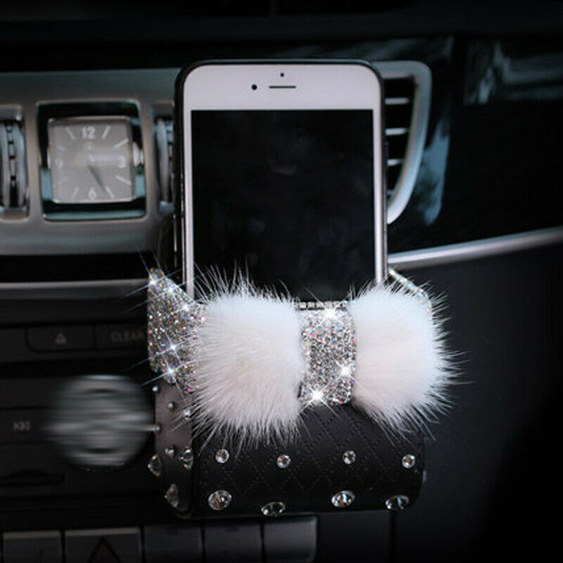 Bling Diamond Car Air Conditioner Outlet Storage Hanging Bag Mobile Phone Holder