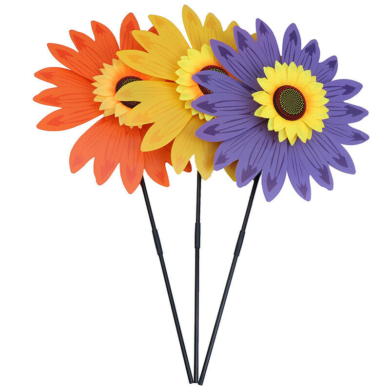 Double Layer Sunflower Windmill Wind Spinner Kids Toys Yard Garden Decora.l8