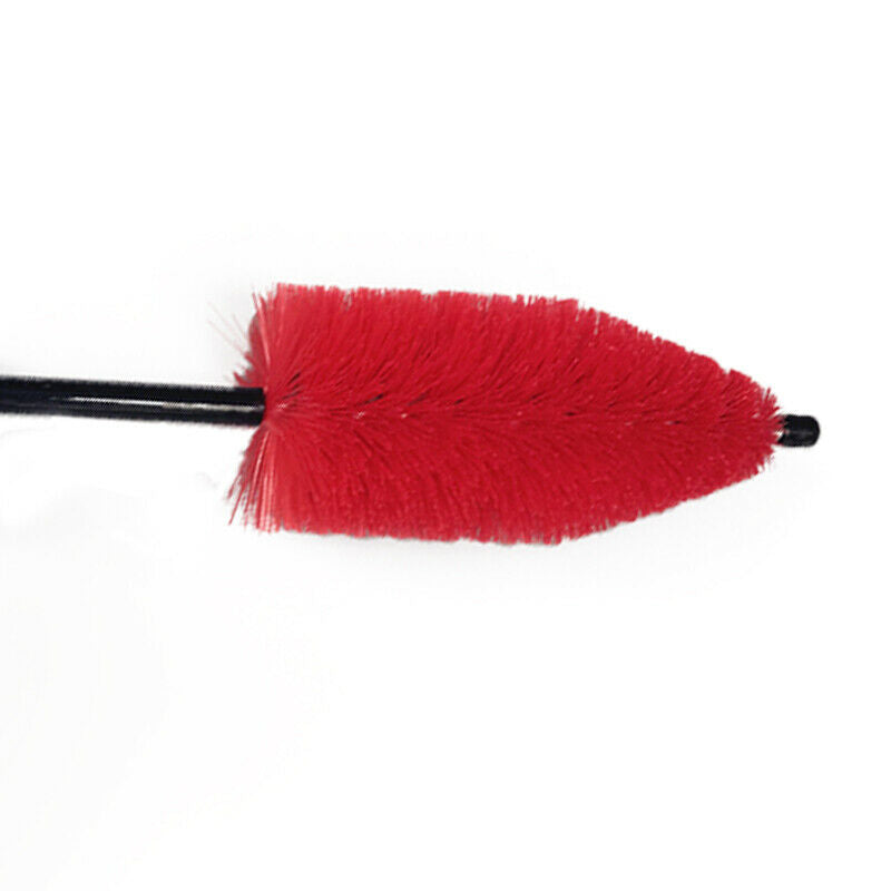 36CM Super Strong Auto Car SUV Wheel Tire Rims Cleaning Brush Wooden Handle Red