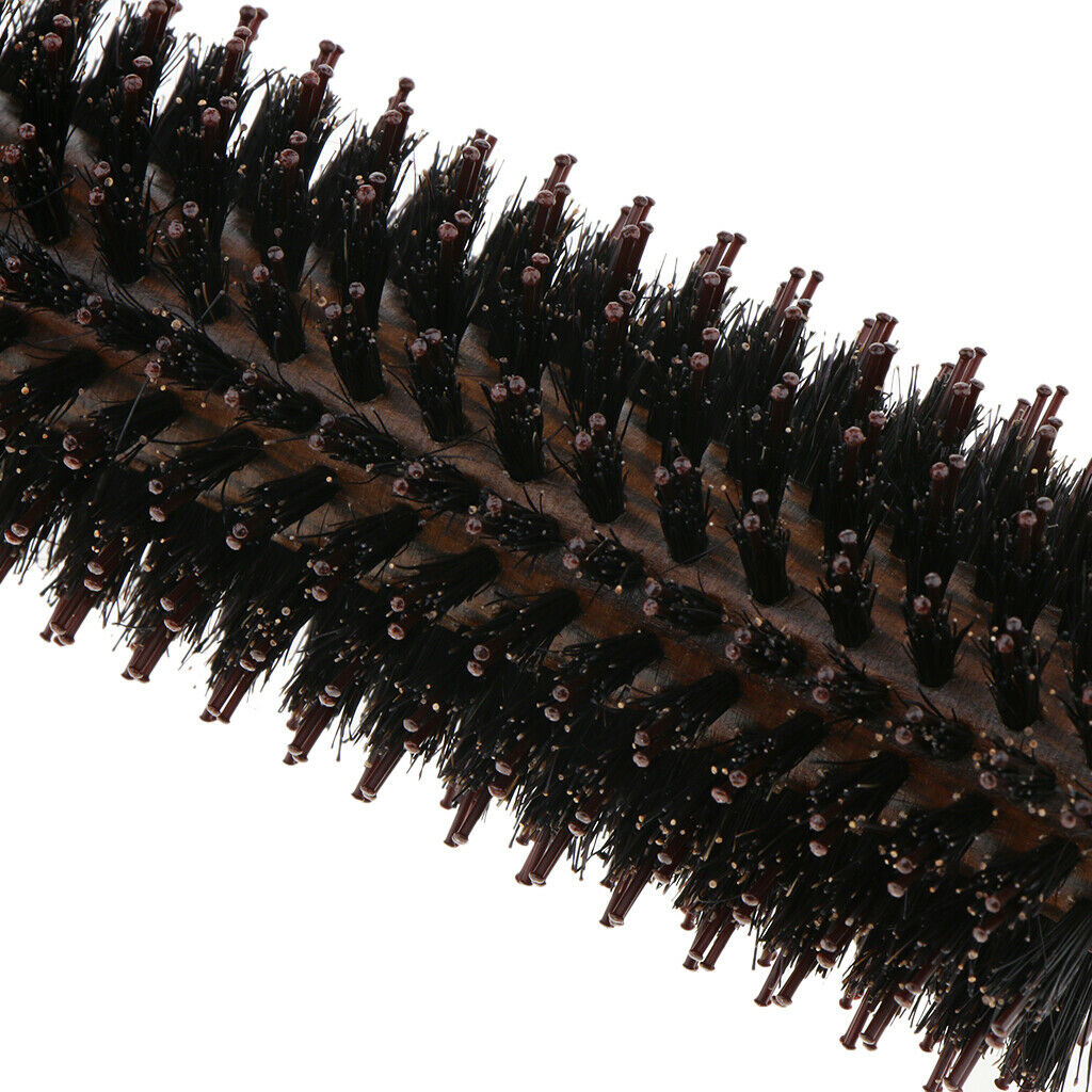 Wooden Round Hair Brush Wavy Curling Styling Detangler Roll Hairbrush Comb M