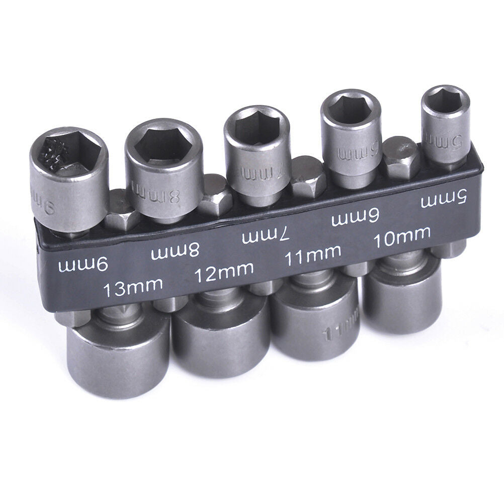 5-13mm steel power nut driver drill bit set 1/4" hex shank metric socket wren Kt
