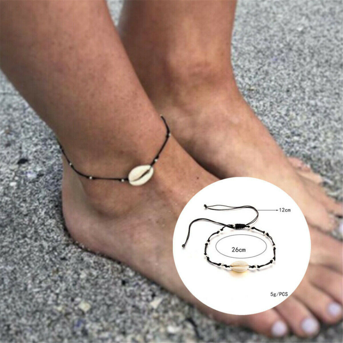 Fashion Lady Cowrie Bead Shell Ankle Bracelet Shell Bohemian Anklet Foot Jewelry