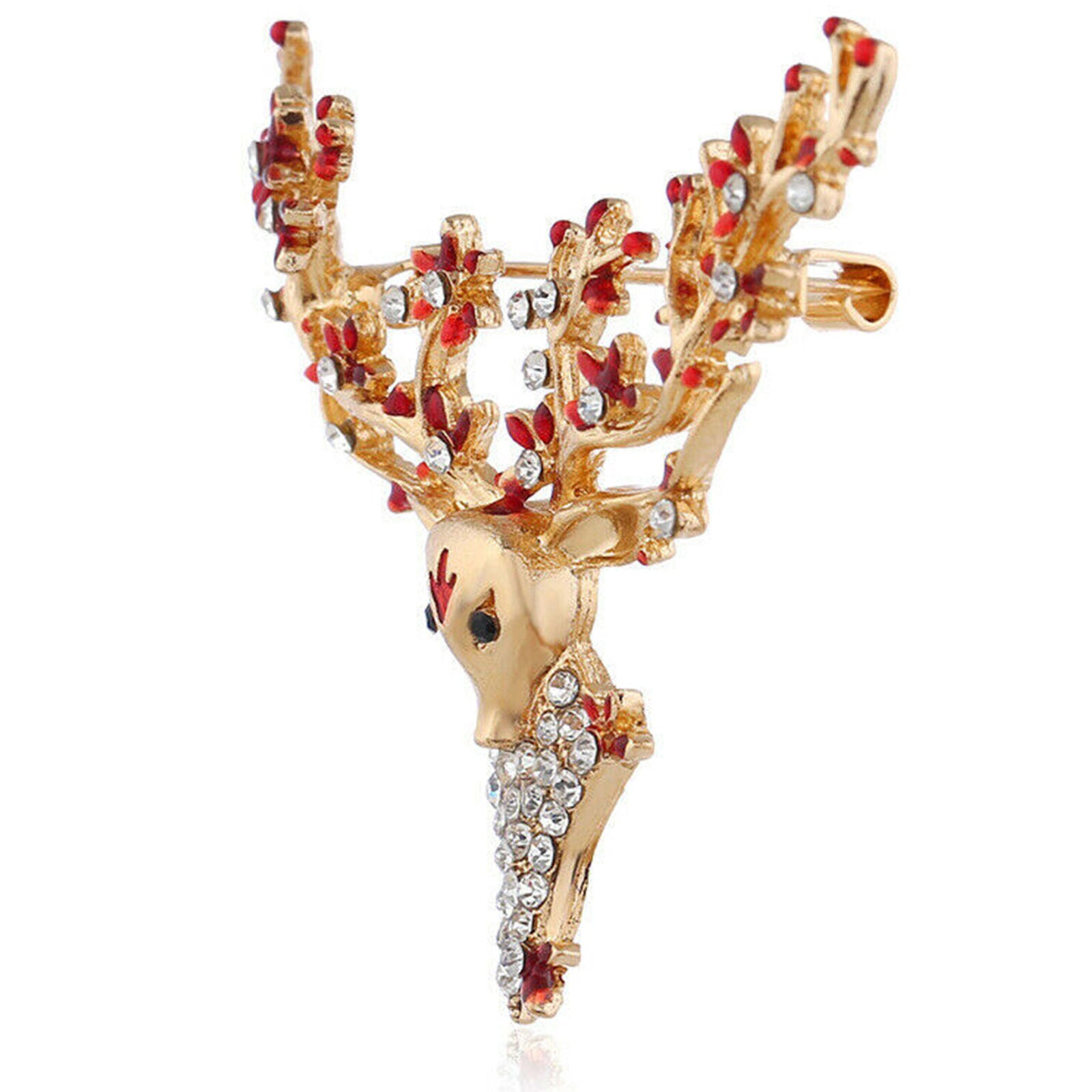 Full Rhinestone Women Elk Deer Brooch Alloy Crystal Jewelry Party Christmas Gift