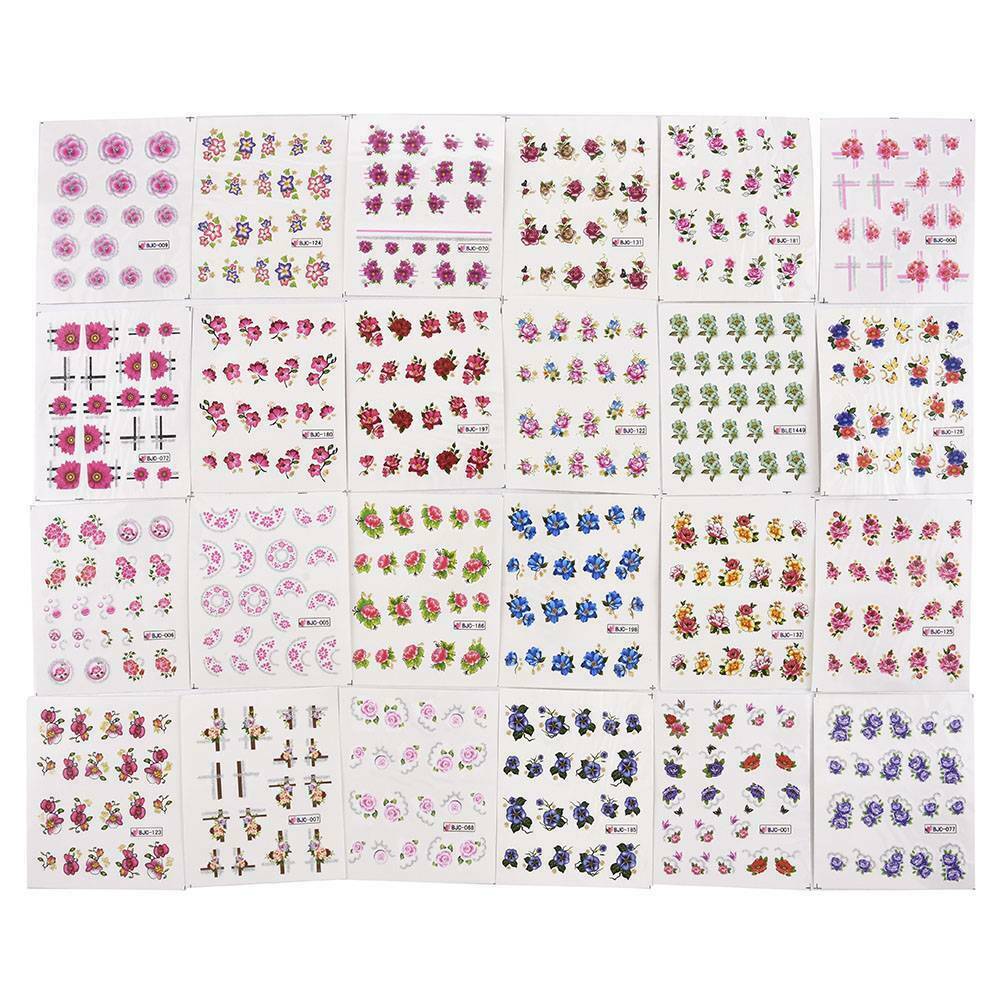 55 Sheets Cherry Nail Art Water Transfer Stickers Flower Butterfly Decals DIY
