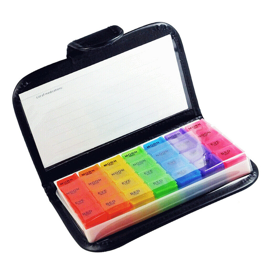 Weekly Travel Case Multicolor Plastic Moisture-Resistant Leather Pill Box