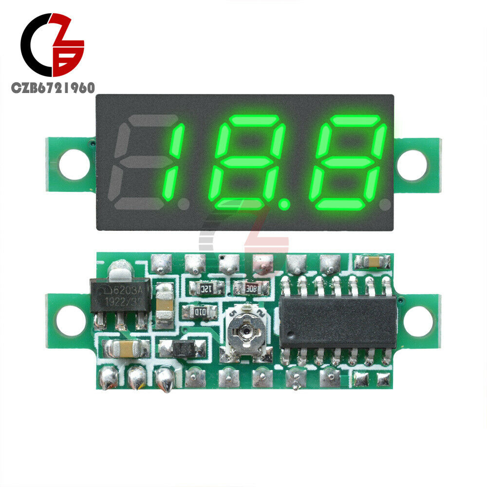 0.28 inch 3-Wire Green LED Voltage Meter DC 0-100V Digital Voltmeter Panel Meter