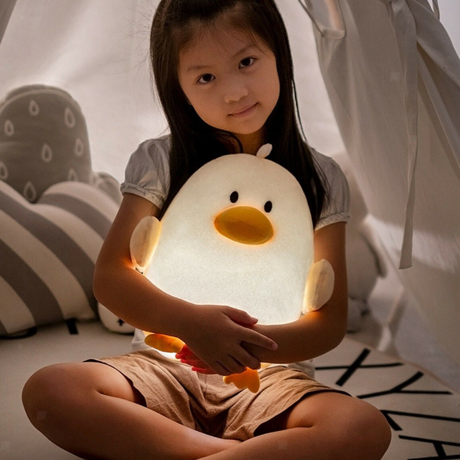 Plush Duck Night Light LED Nightlight Dimmable Lamp Kids Room Toddler Gift