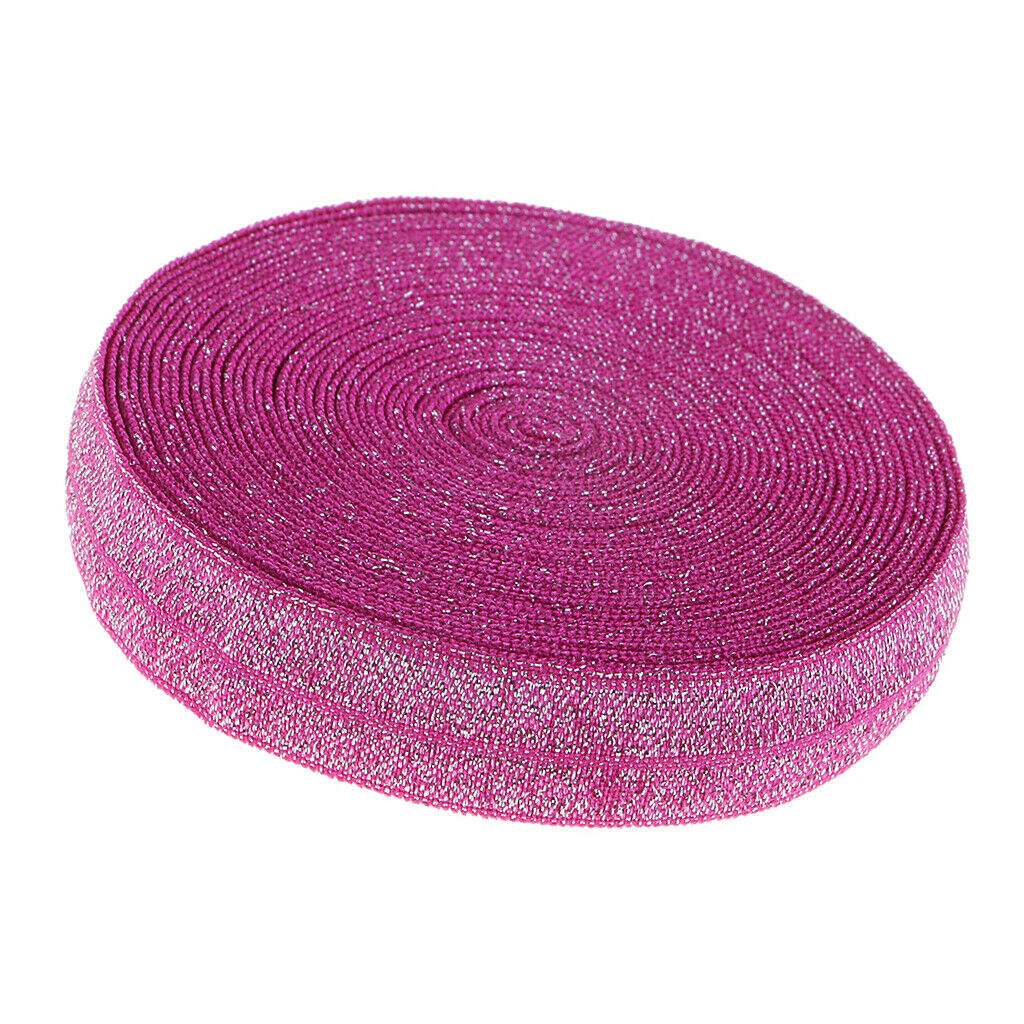 2 Pieces 5 Yards Bling Cotton Fold Over Sewing Elastic Band Rose Red + Pink