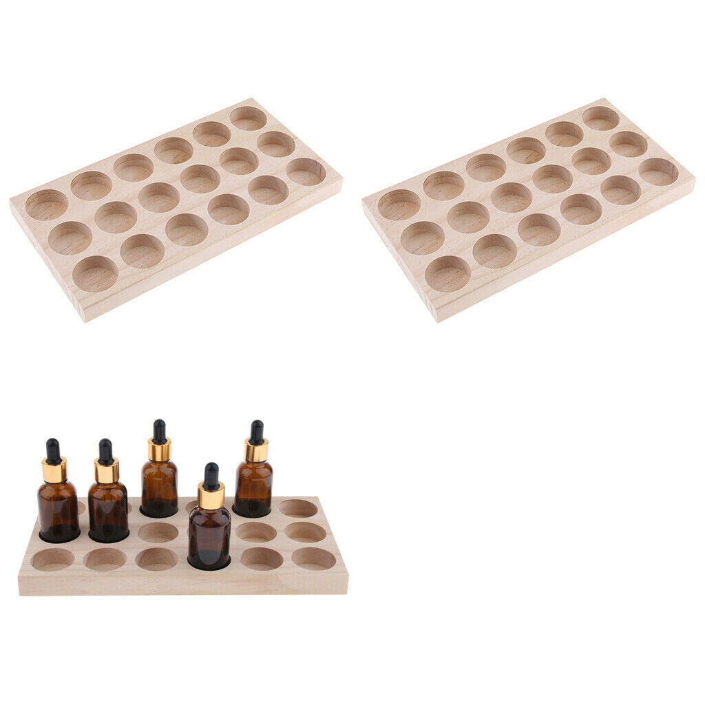 2X 18 Slots Essential Oil Holder Display Wooden Storage Case Tray Organizers