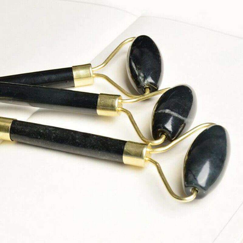 Black Jade Roller Face Massage Double Head Face Massager Natural Stone Ca.l8