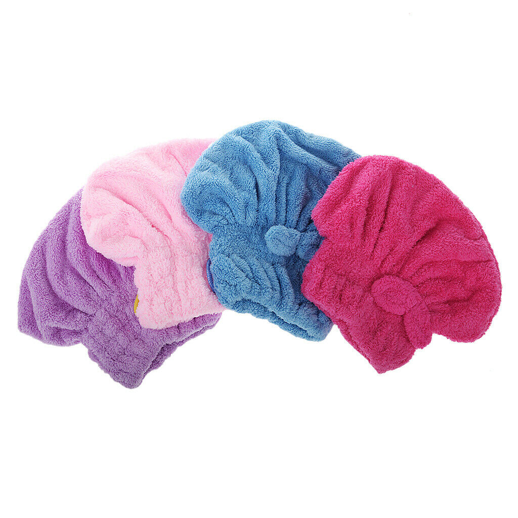 Dry Hair Hat Microfiber Hair Turban Quickly Shower Bath Caps Wrapped Red