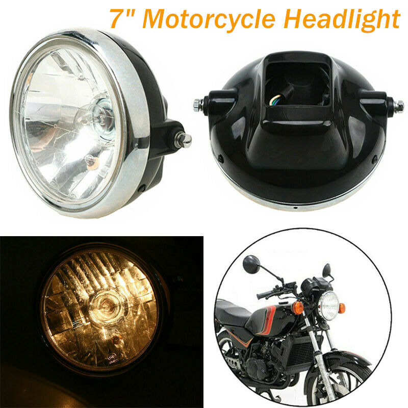 7" Motorcycle Headlight Head Lamp Amber Special for Suzuki EN 125  Black