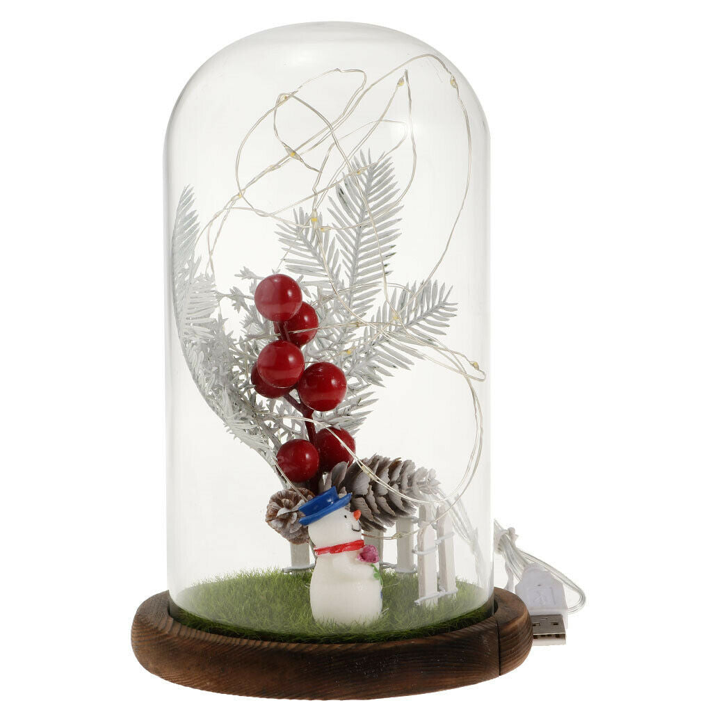 Christmas LED USB Night Light Snowman Glass Display Landscape Xmas Decor