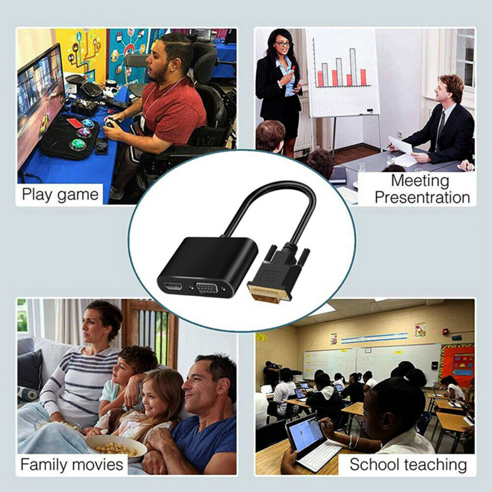 DVI to HDMI VGA Adapter Converter Support HDMI VGA Output Simultaneously