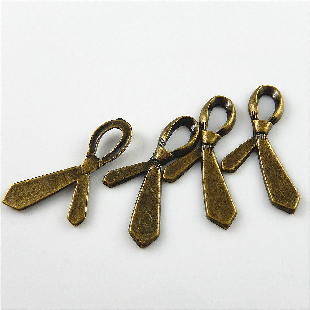 25 pcs Antiqued Bronze Necktie Alloy Pendant Charm Jewelry Art Craft 38*19*3mm