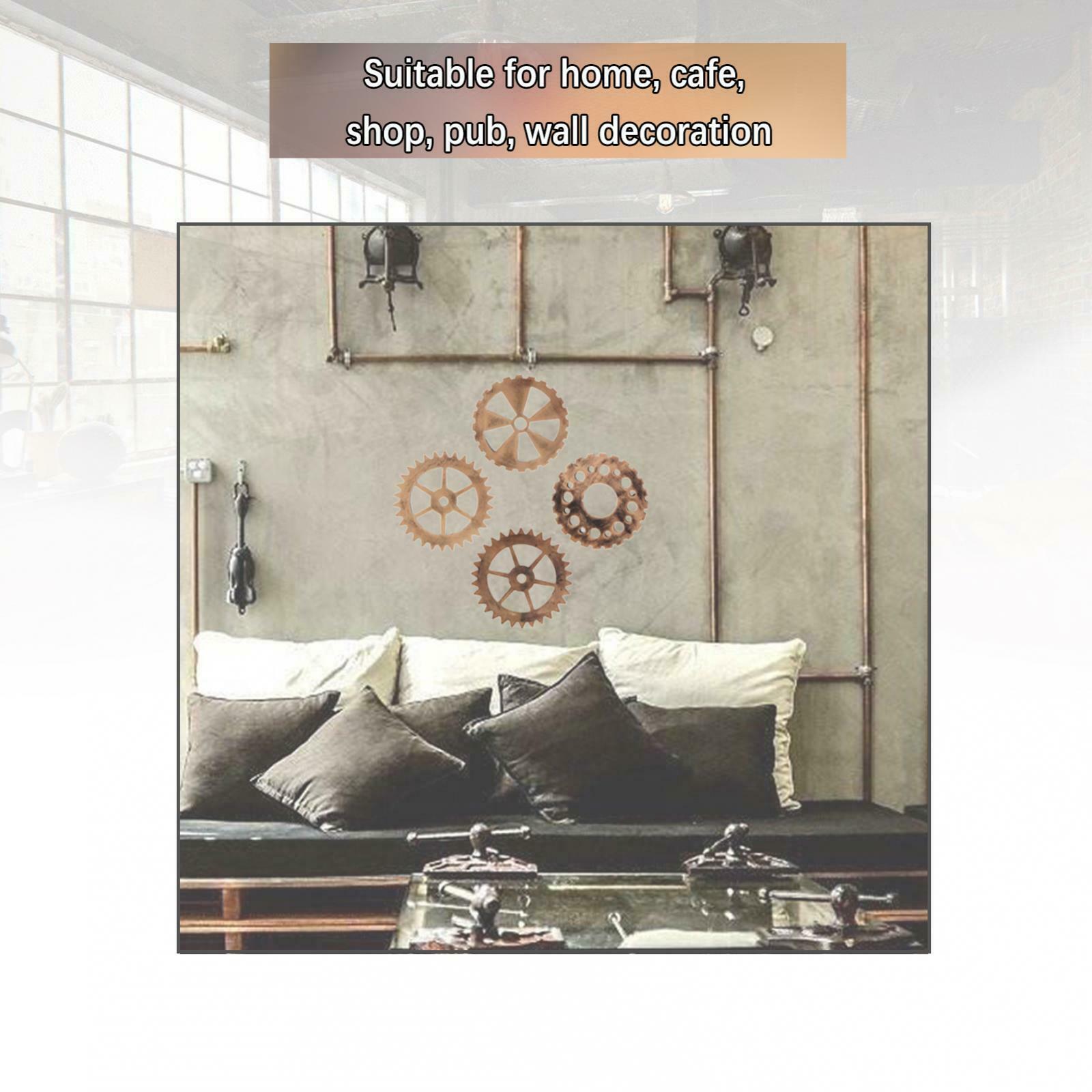 4Pcs Steampunk Wooden Gear Clock Home Wall Door Hanging Decoration Ornament