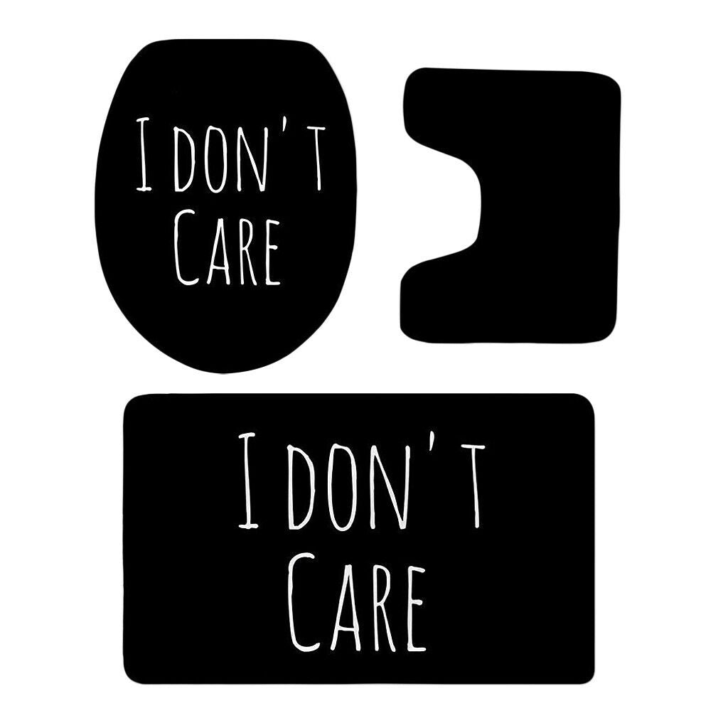 3pcs Bathroom Set Rug Mat Toilet Lid Cover Bathmats I DON'T CARE
