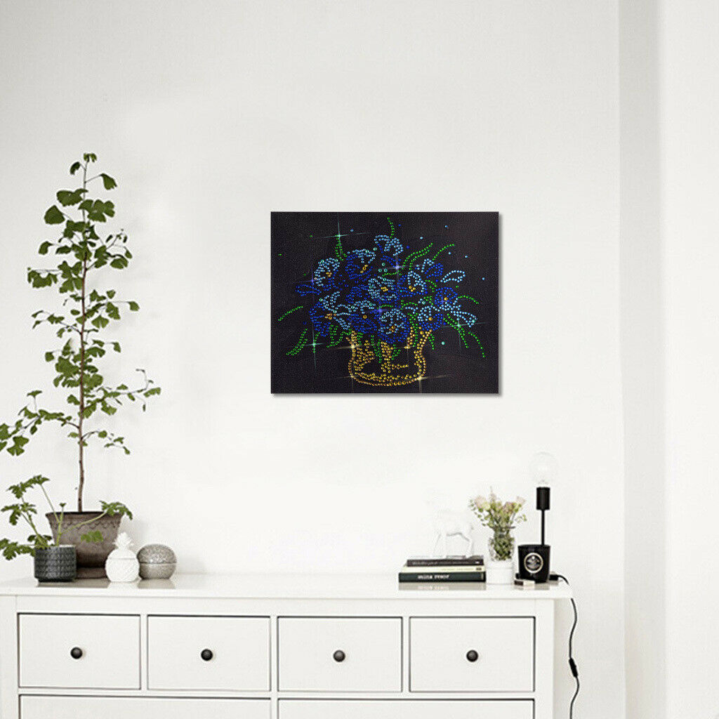 DIY 5D Fluorescent Rhinestone Diamond Painting Kits Flower 30x25cm