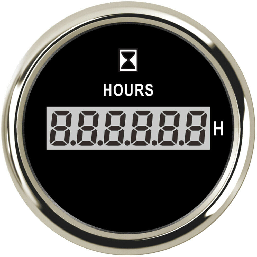 black 52mm 2-1/16" hourmeter for car truck marine universal waterproof red led