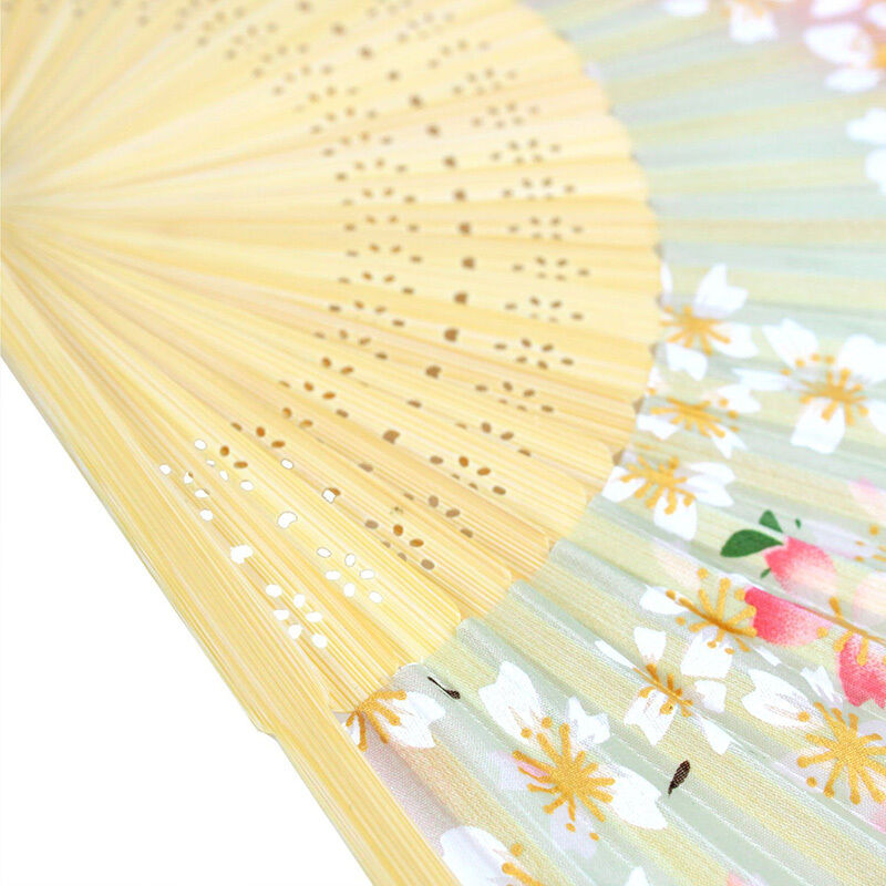 Japanese Chinese Bamboo Lace Cherry Blossom Folding Hand Fan Wedding Part.l8