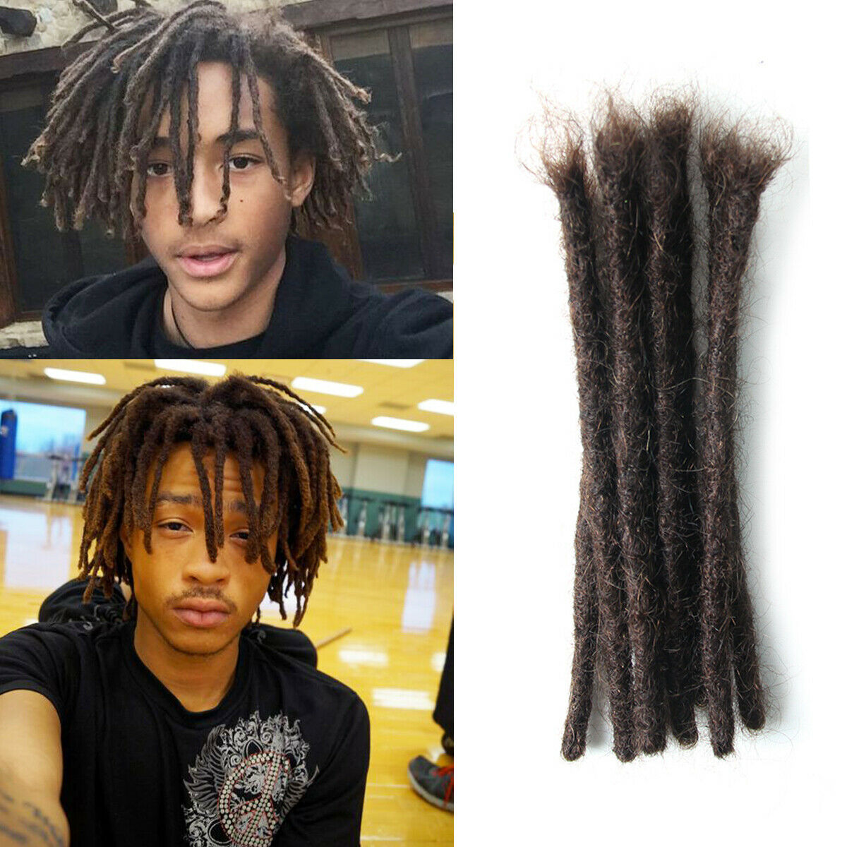 New 10PCS Short 8" 100% Human Hair Dreadlocks for Men Crochet Braids Dreads Locs