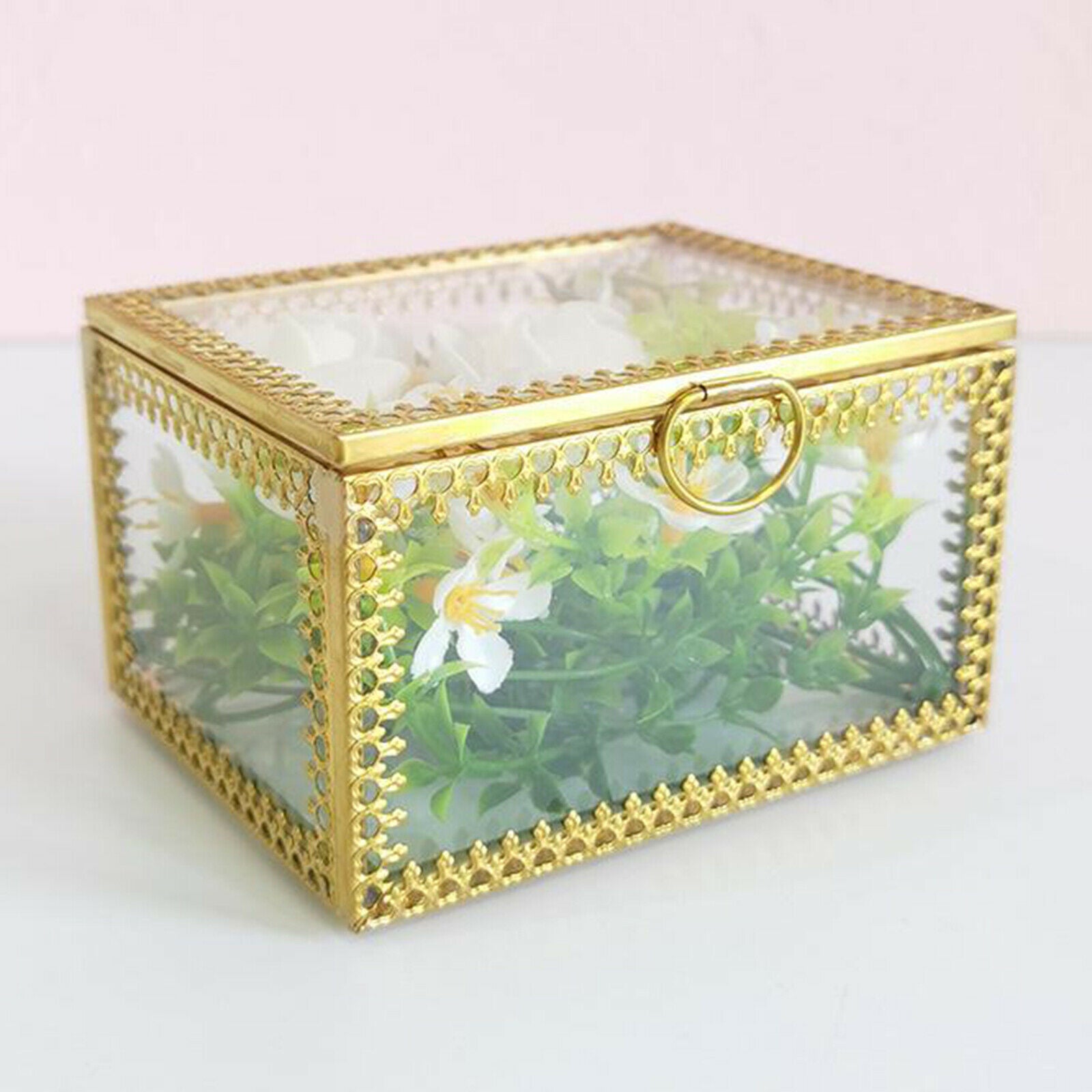 Jewelry Trinket Glass Box Ornate   Earring Box Keepsake Decorative Box for