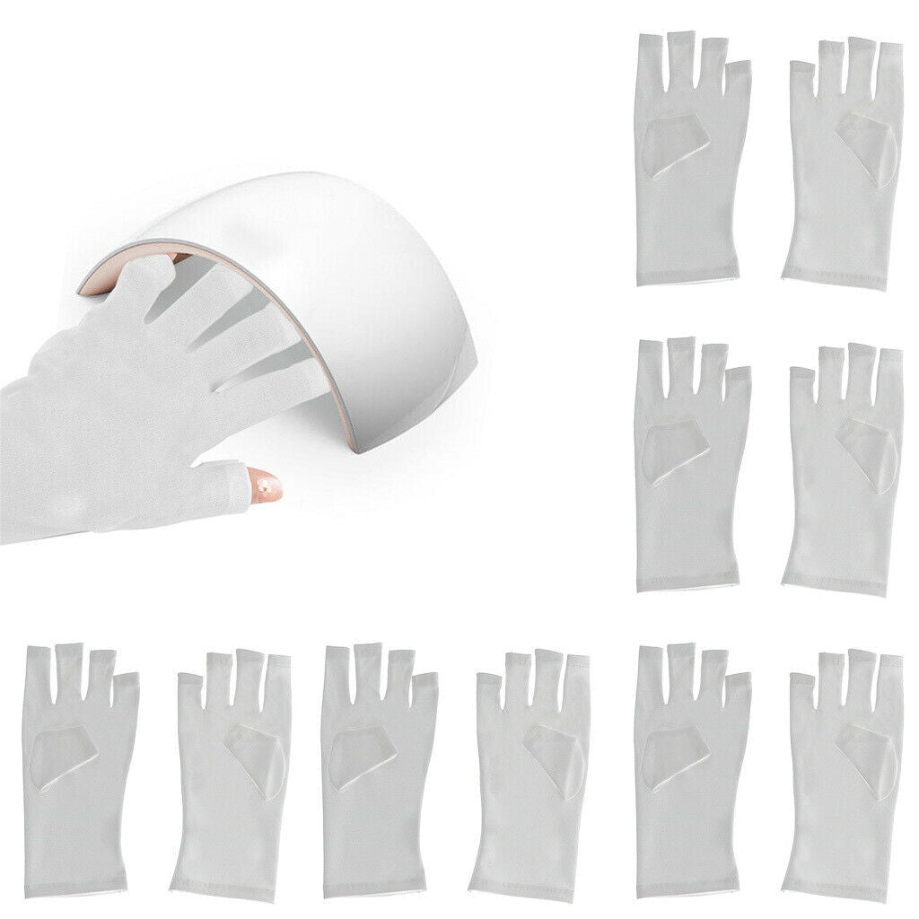 5 Pairs Fabric Anti UV Protection Gloves for Gel Polish Nail Dryer LED