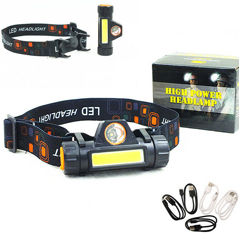 USB 18650 Rechargeable Battery LED Headlamp COB Work light 2 Mode With Ma.l8