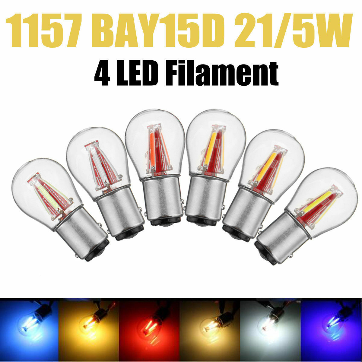 4 LED 1157 BAY15D 21/5W Car Reverse Backup Tail Stop Brake Light Bulb White 12V
