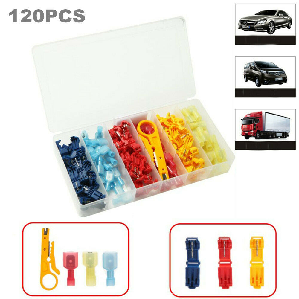 120PCS Heat Shrink Wire Connectors Nylon Marine Electrical Terminals Ring + Box