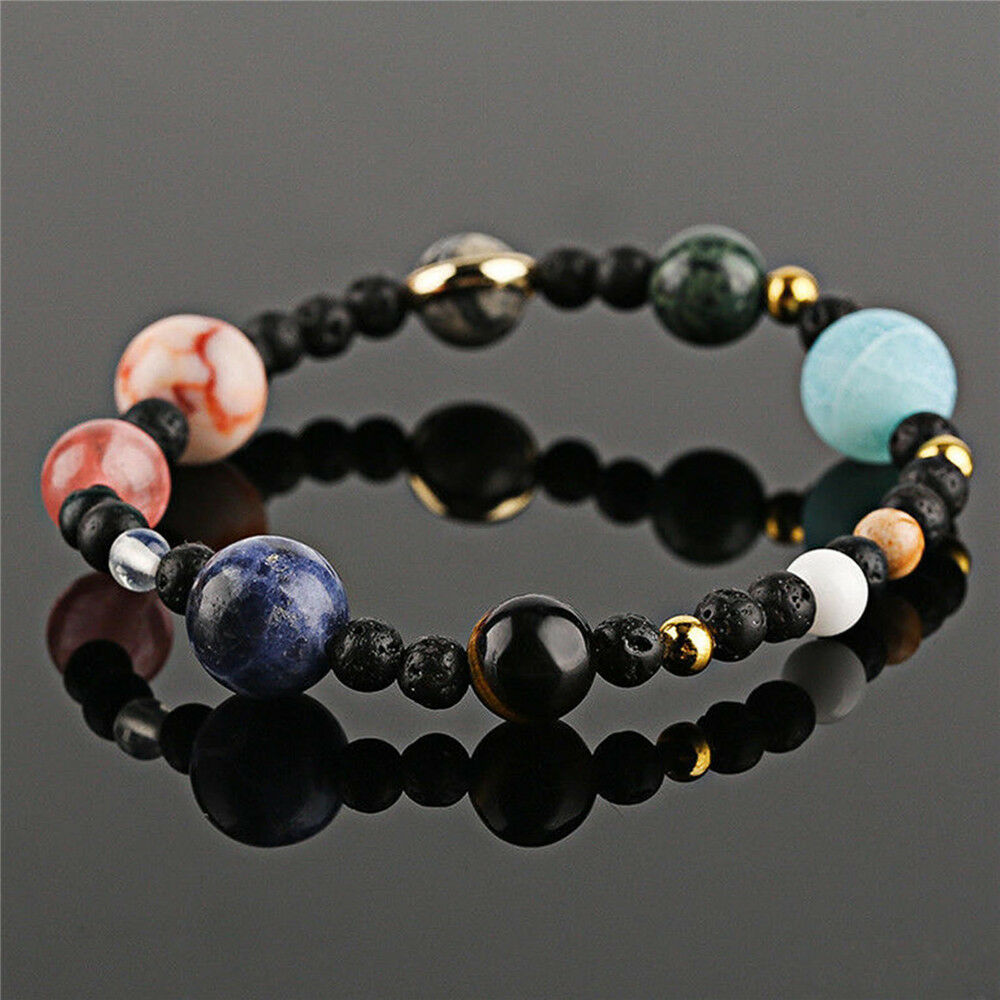 Solar System 8 Planets Universe Stars Women Office Style Natural Stones Beaded