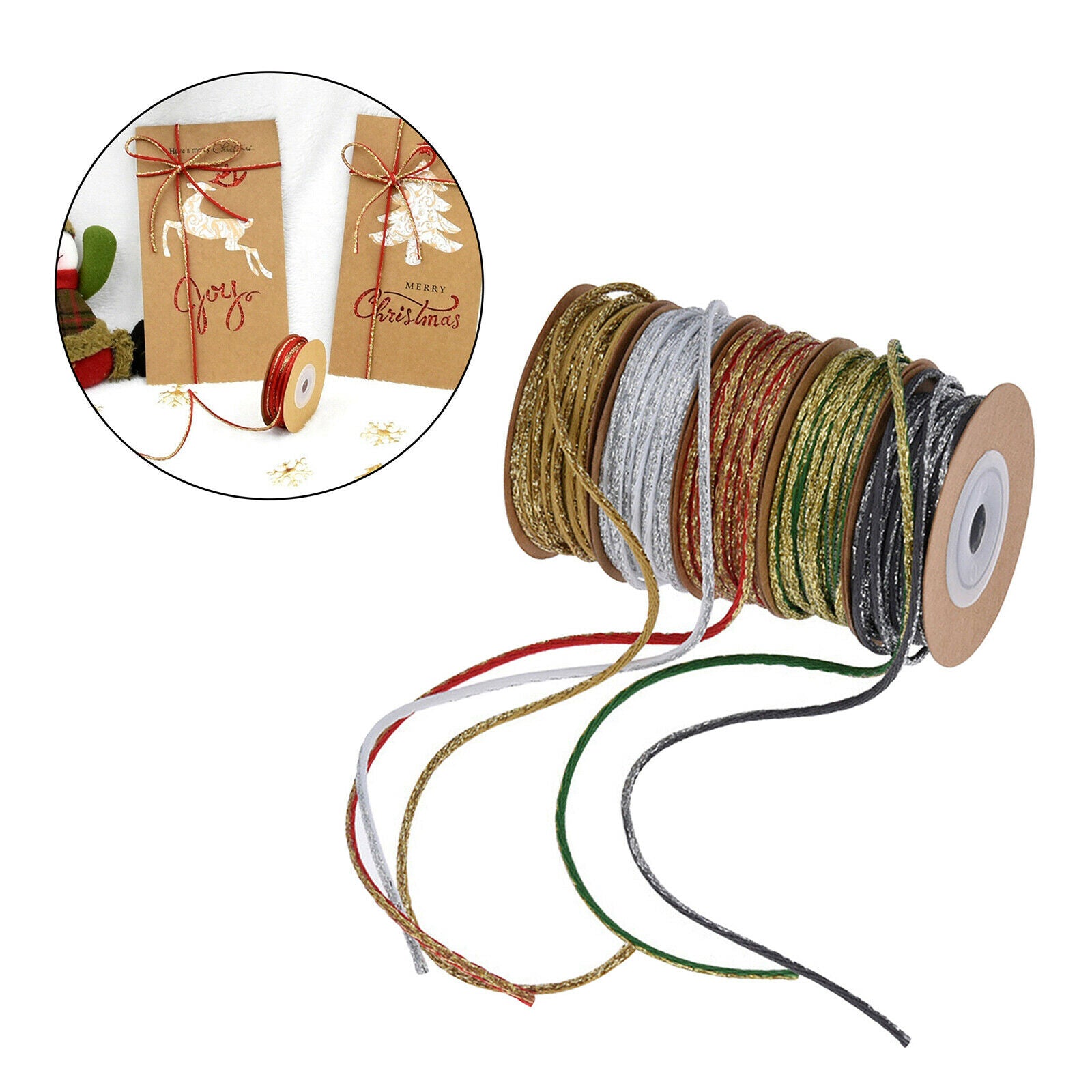 5x Wrapping String Crafts Natural Packing Ribbon for Christmas Pastry Boxes