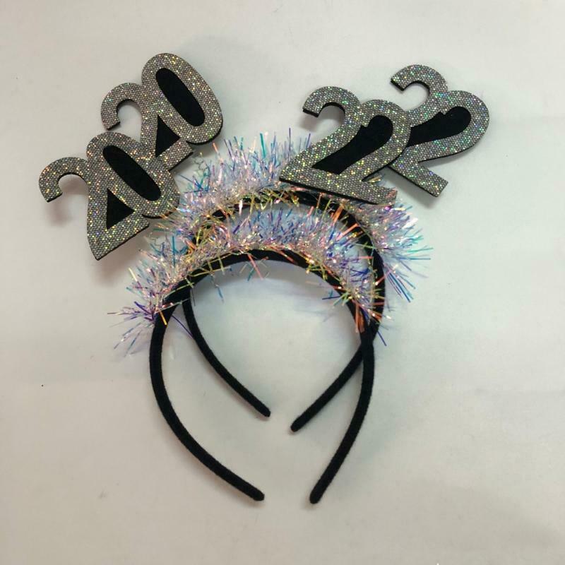 2022 New Year Hair Bands Glitter Tinsel Sequin Hairband Novelty Party Props