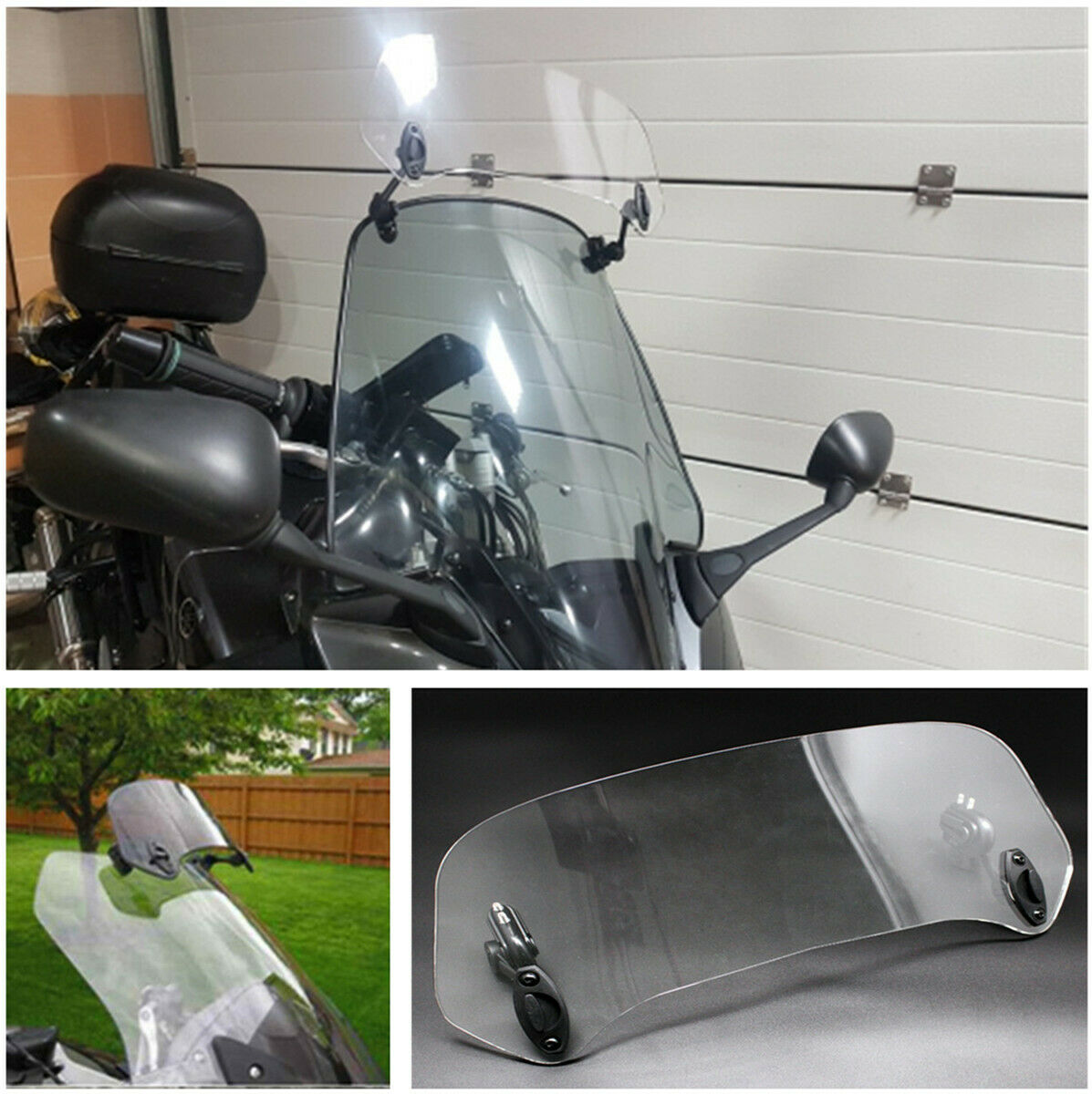 Heightening Motorcycle Adjustable Risen Acrylic Clear Windshield Double Hinges