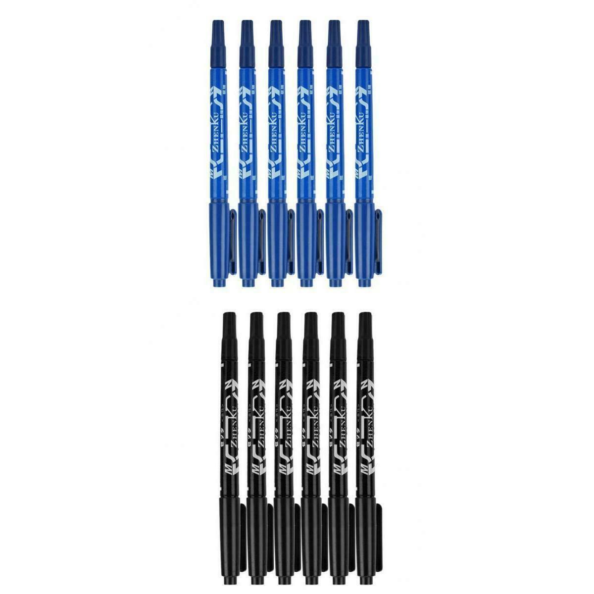 12pcs Professional Tattoo Skin Marking Pen-Double End Fine/Thick Tip Marker