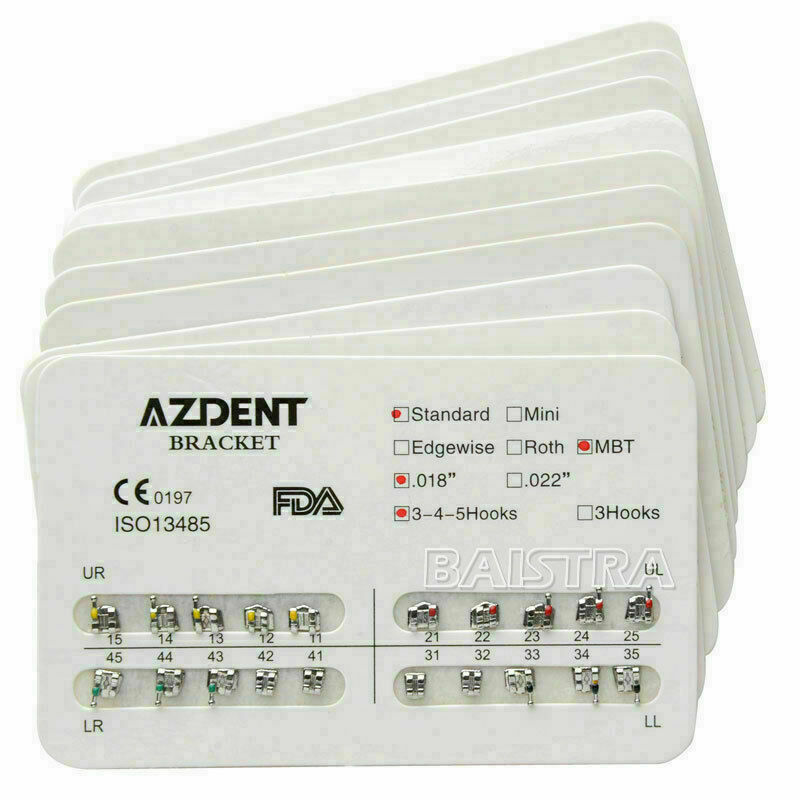 40 Packs Dental Bracket Braces Orthodontic Standard MBT 018 Hook 3-4-5 AZDENT