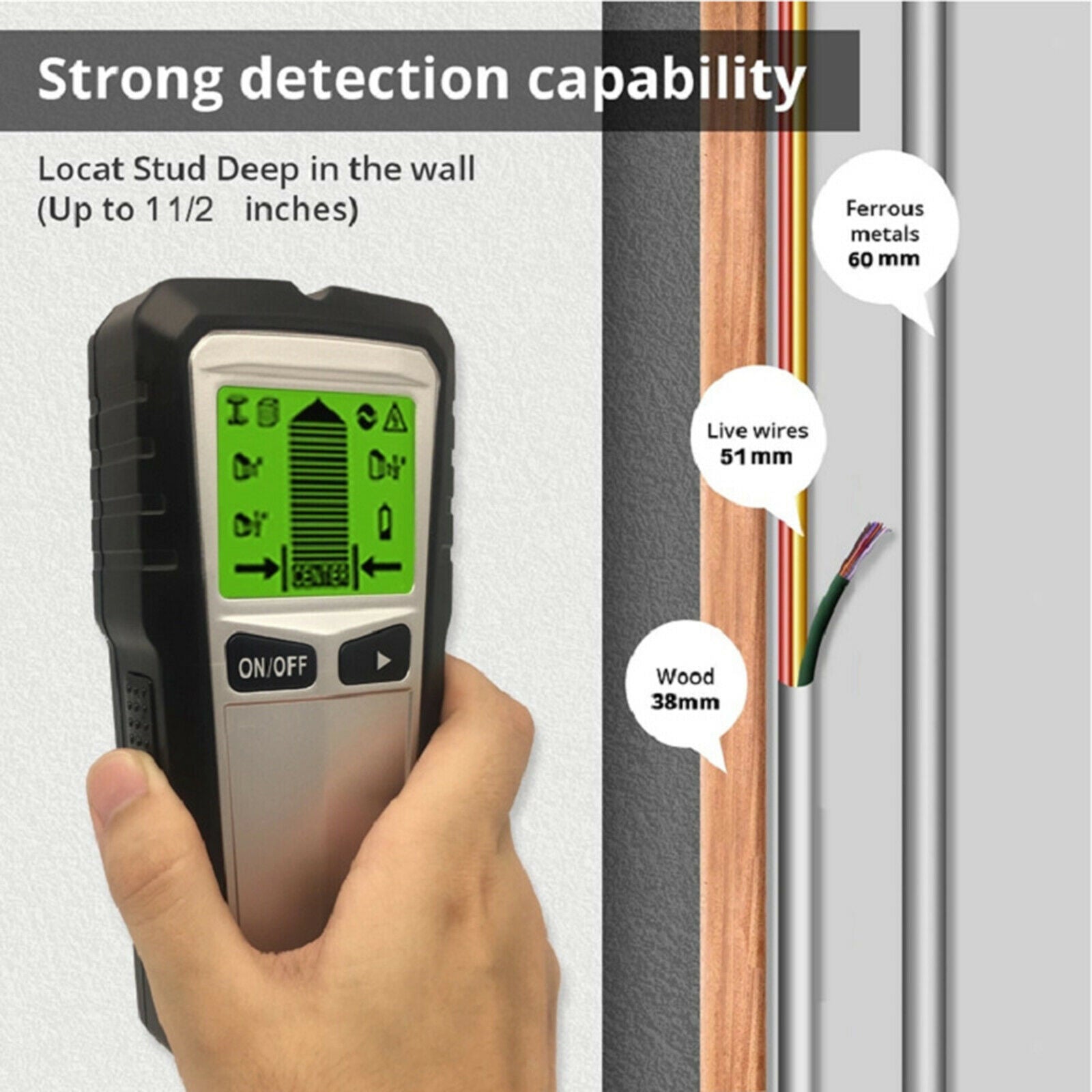 5in1 Multi-Function Stud Finder Metal Pipe Wire Wall Sensor Scanner Detector